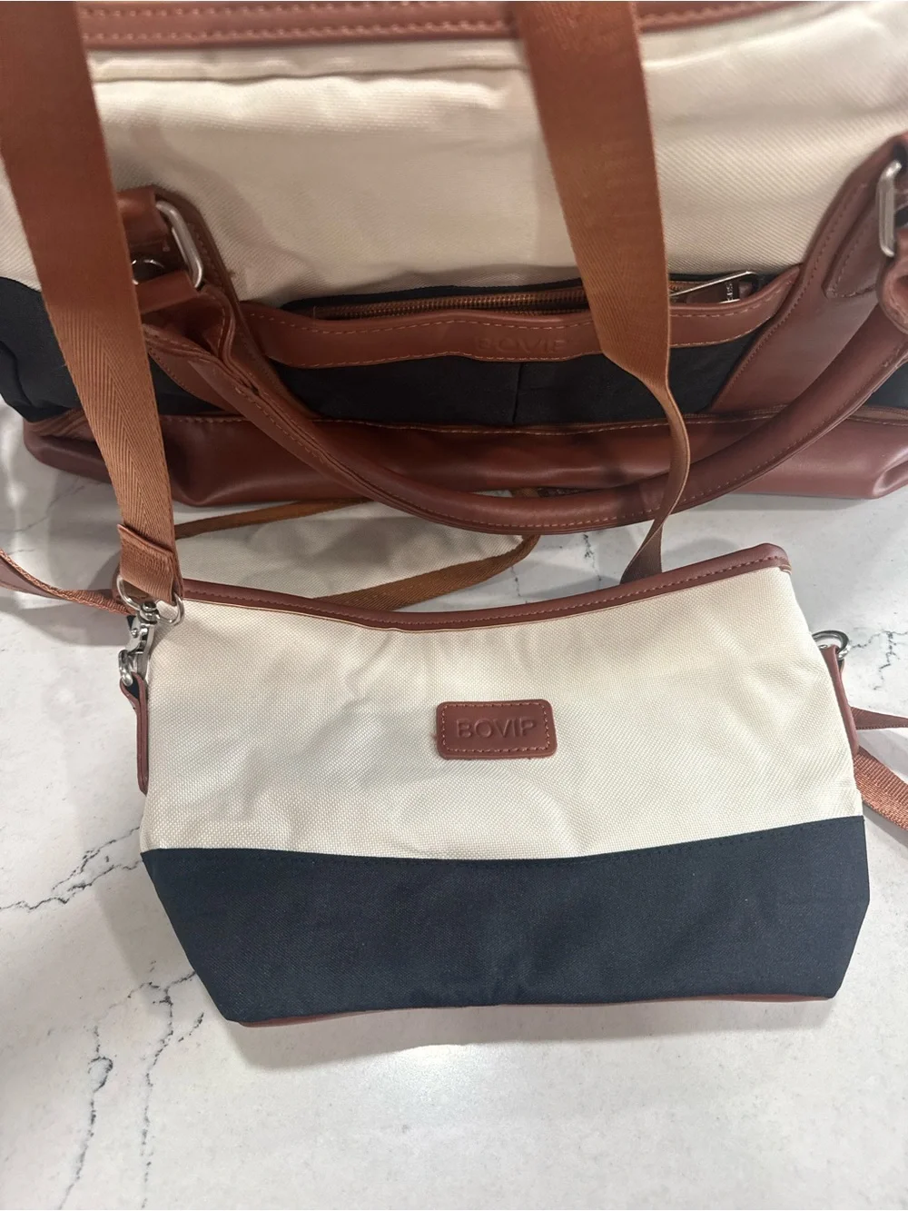 BOVIP Weekender Bag Overnight Large Canvas Travel Duffel Bag 3 Piece Set Carryon